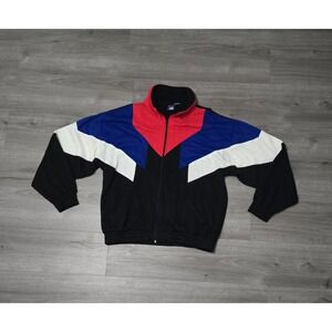 Vintage 80s 90s Colorblock Fleece Full Zip Jacket USA Large First Run